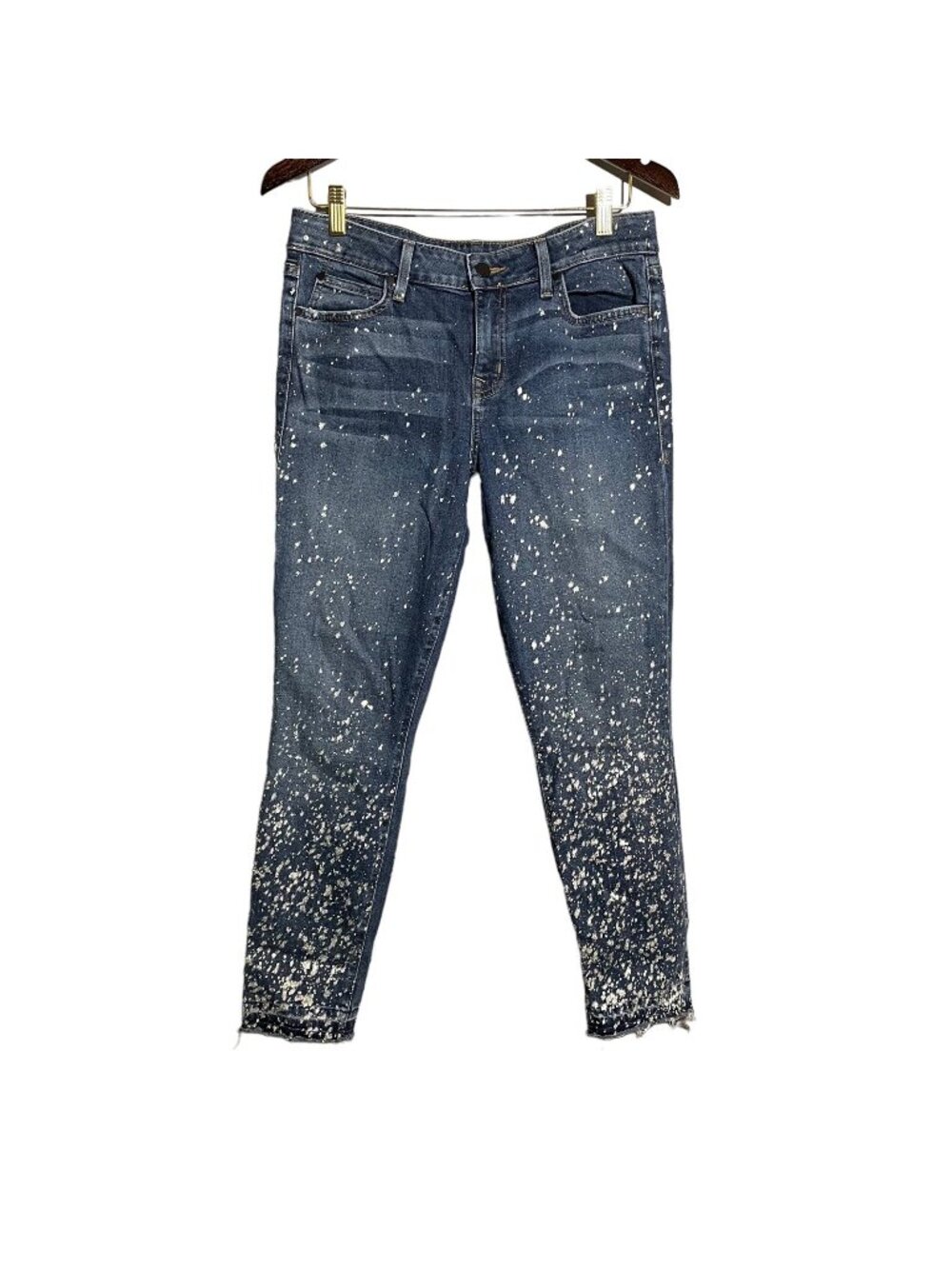 Level 99 Skinny Jeans Women Size 29 Paint Brush Splash Art Graffiti Fray Hippie